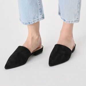 Lulus Lorene Black Suede Pointed-toe Mules - Size 9